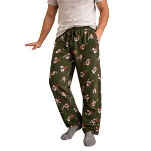 Men’s Croft & Barrow Bulldog Print Fleece Pajama Pants Green Size M